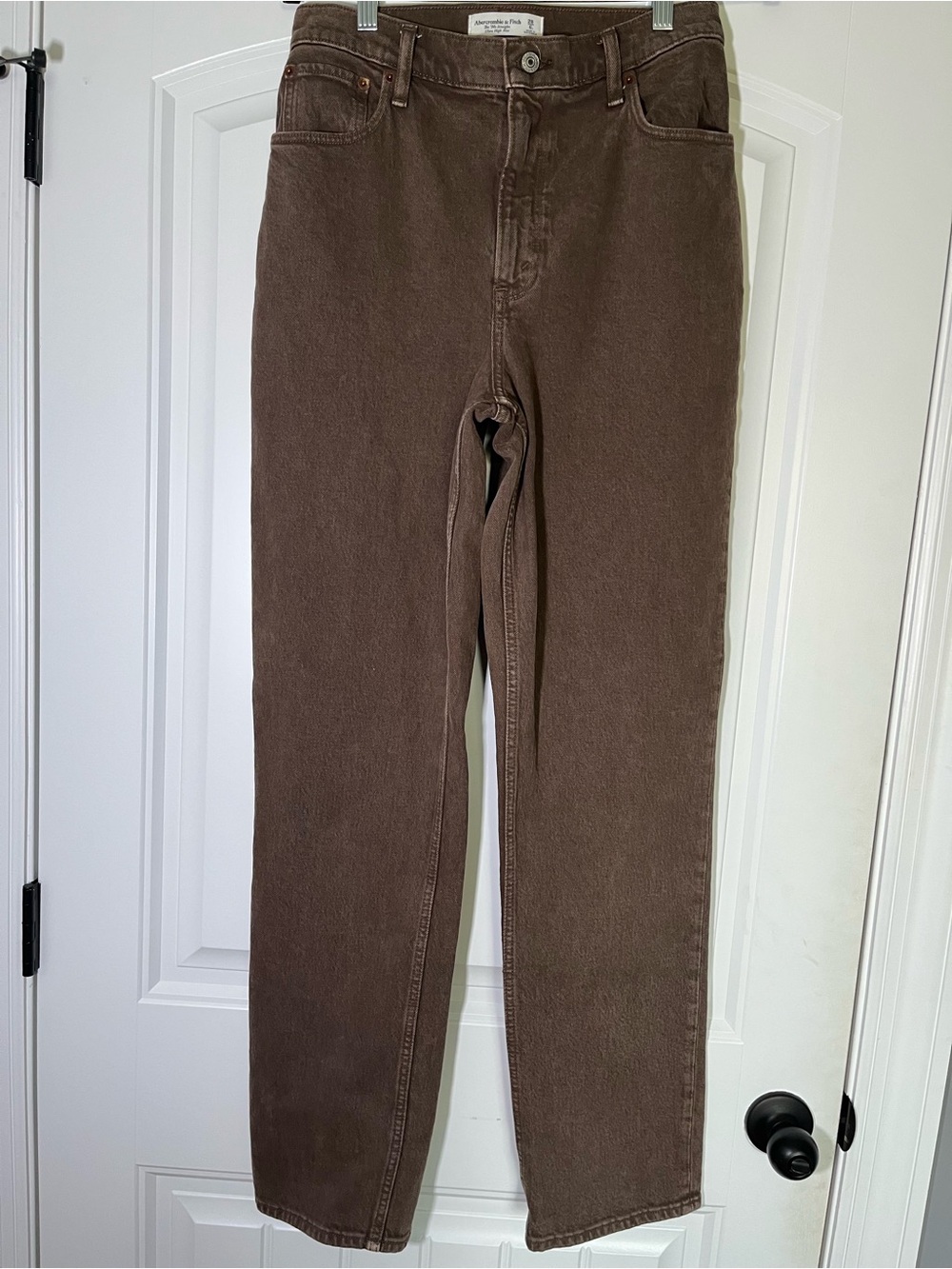 Abercrombie 90s Straight Ultra High Rise Brown Jeans Curve Love Size 6 LONG